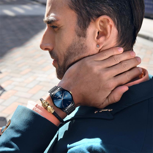 Ultra Thin Men's Stainless Steel Strap Quartz Men's Watch Calendar Waterproof Watch Wholesale Watch Watch Men's Factory Direct Sales