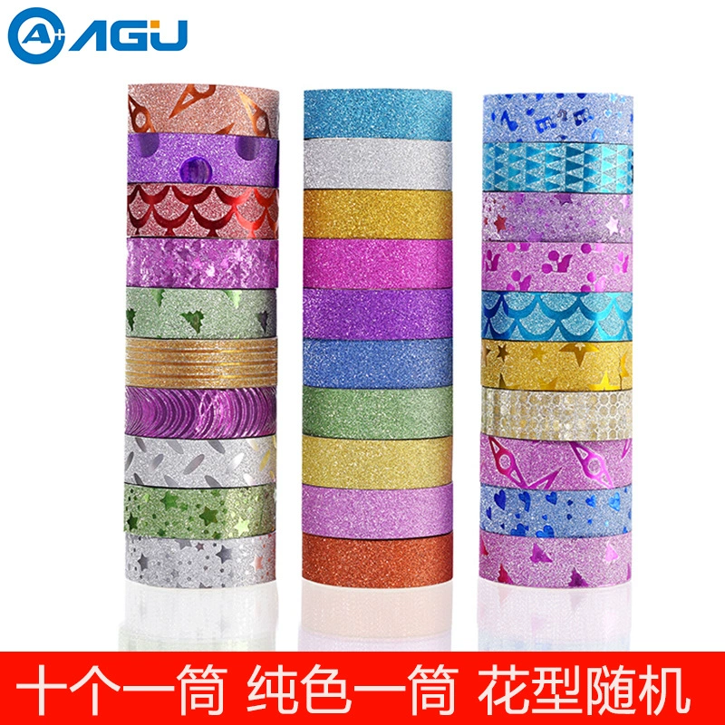 Amazon поставка блестящей ленты декоративные наклейки оптом 1,5 см * 3 м 10 рулонов тюбика блестящей ленты