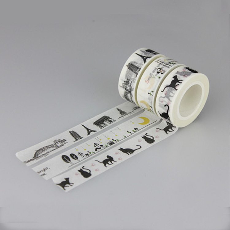 联科 日本和纸胶带黑猫 批发纸胶带 日本纸胶带 彩色胶带DIY胶带