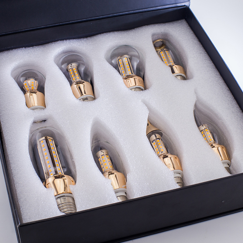 LED灯具包装礼盒黑色质感翻盖礼品盒玻璃灯泡包装纸盒免费设计