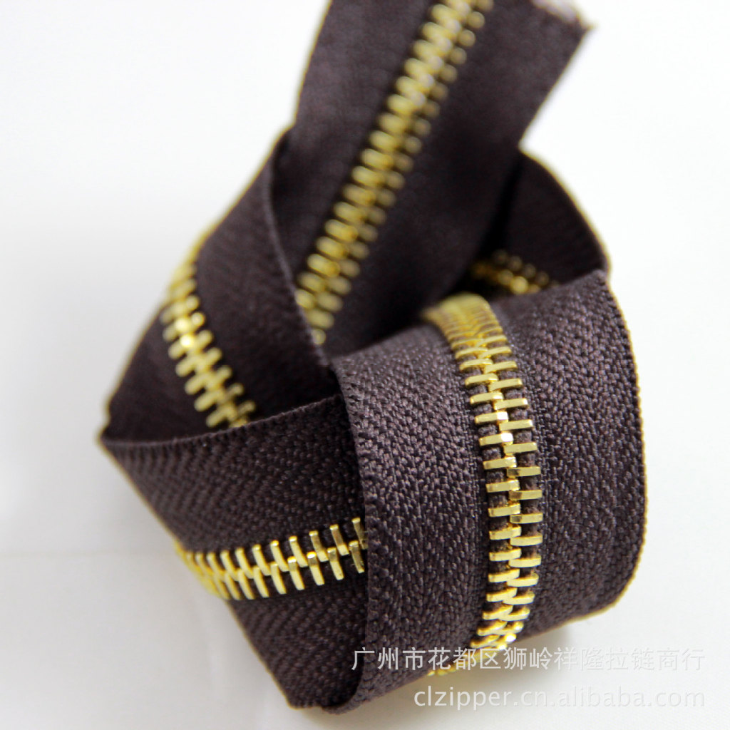 5#浅金磨光单拉金属码装拉链 5号牛仔裤拉链批发