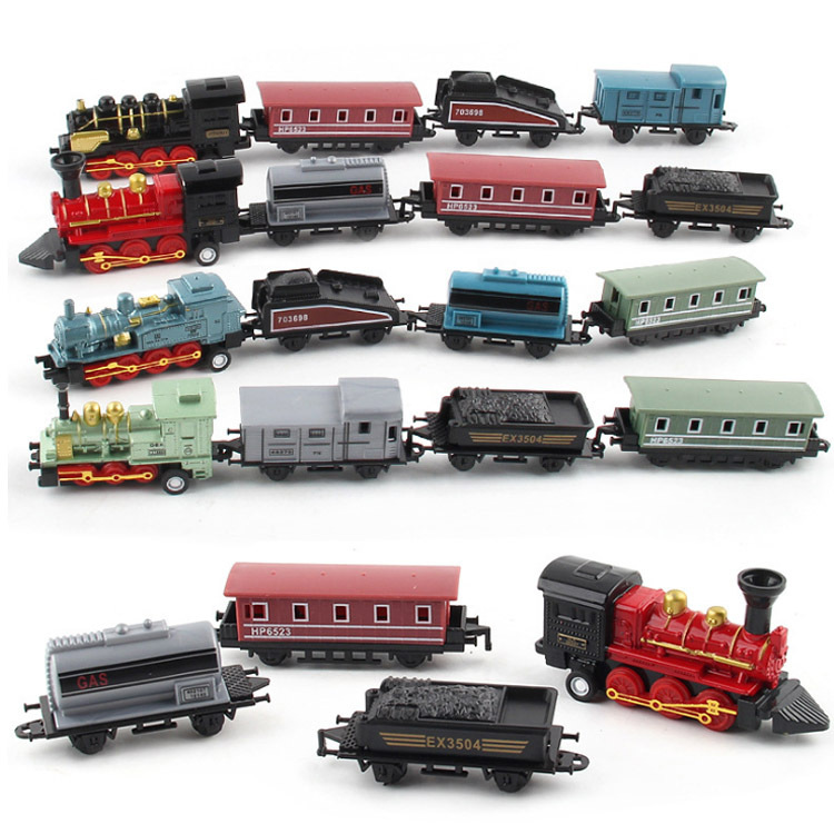 Comercio exterior Venta caliente simulación retro tren de vapor tire del coche de aleación de los niños modelo de tren de coche adornos de juguete