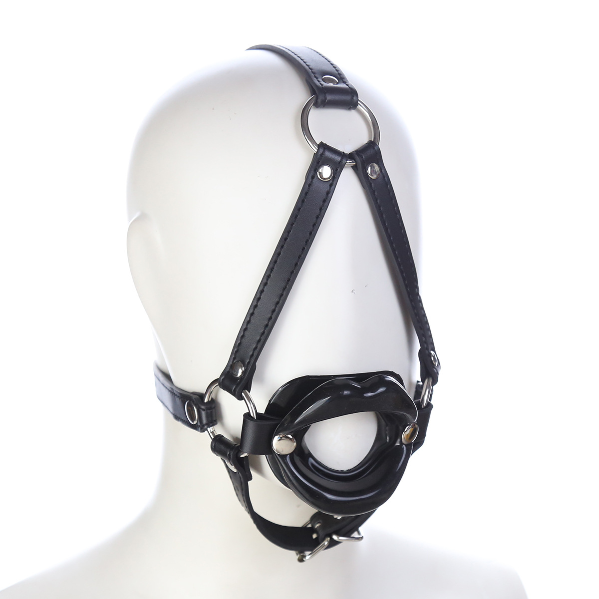 Mordaza en forma de arnés de caballo, restricción bucal erótica de agua bendita, mordaza de cuero para juegos sexuales, bola bucal para mujeres, abridor de boca. image 7