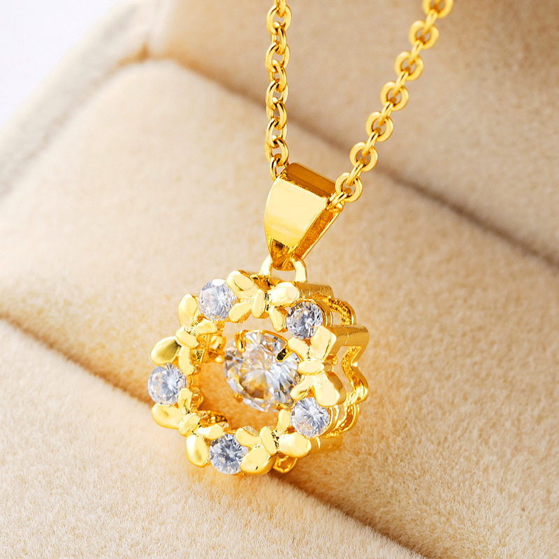 Brass platinum necklace with zircon