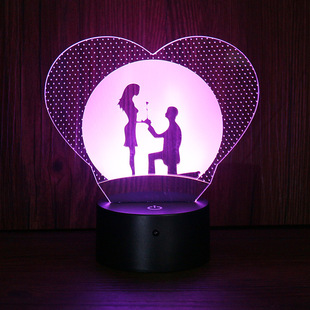 Chinese Valentine's Day Heart 3D Night Light Led Acrylic Visual Night Light Creative DIY Confession Gift Light