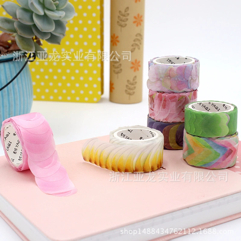 Бархатная лента Washi стикеры, рулоны, 48 шт в коробке, цветочные формы, assorted цвета