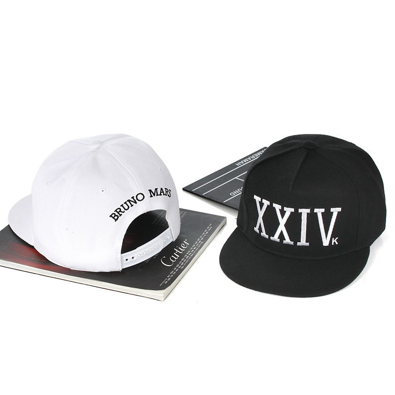 Men Flat Brim Baseball Caps White Black XXIV Embroidered