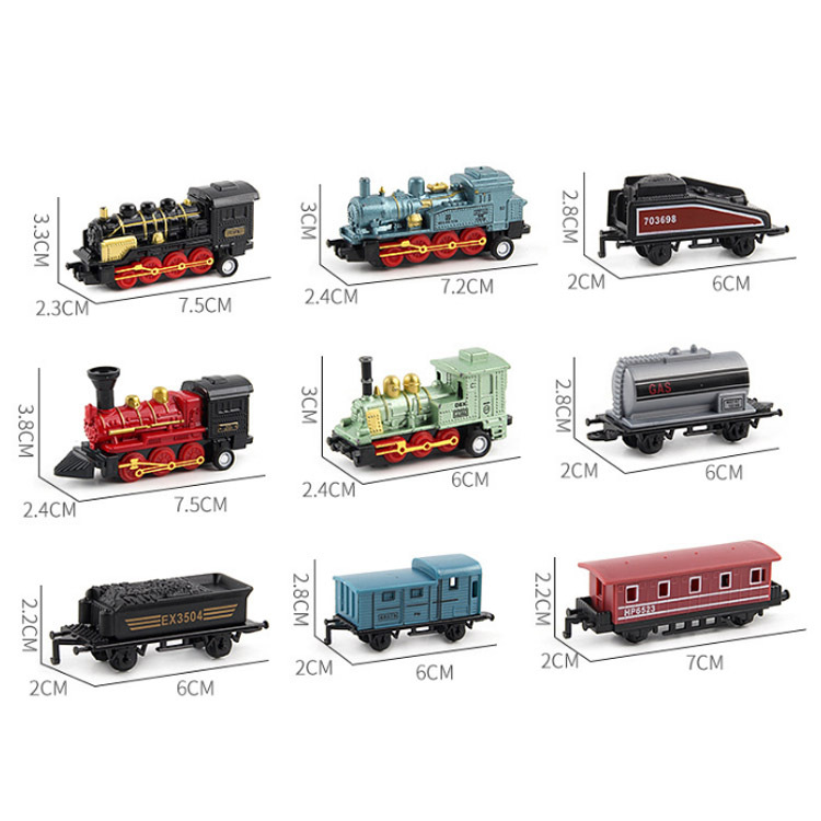 Comercio exterior Venta caliente simulación retro tren de vapor tire del coche de aleación de los niños modelo de tren de coche adornos de juguete