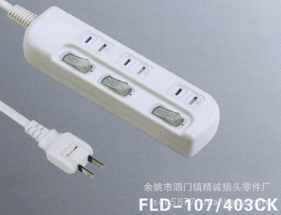 厂家供应供应批发 3位独立开关排插 FLD-107-403CK(1)日本插座