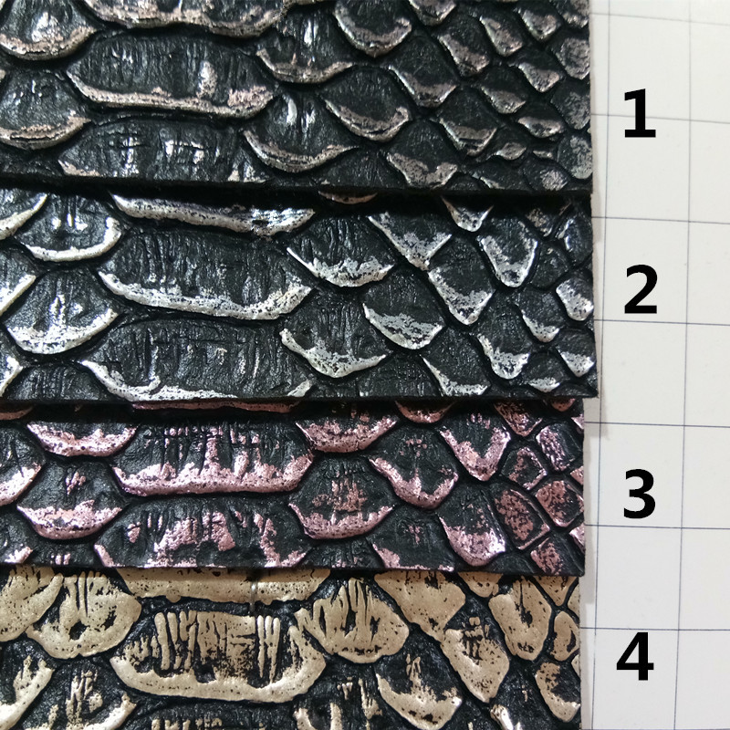 优质1.5mm毛底PVC人造革烫金银大蛇纹皮革现货批发适用于箱包手袋