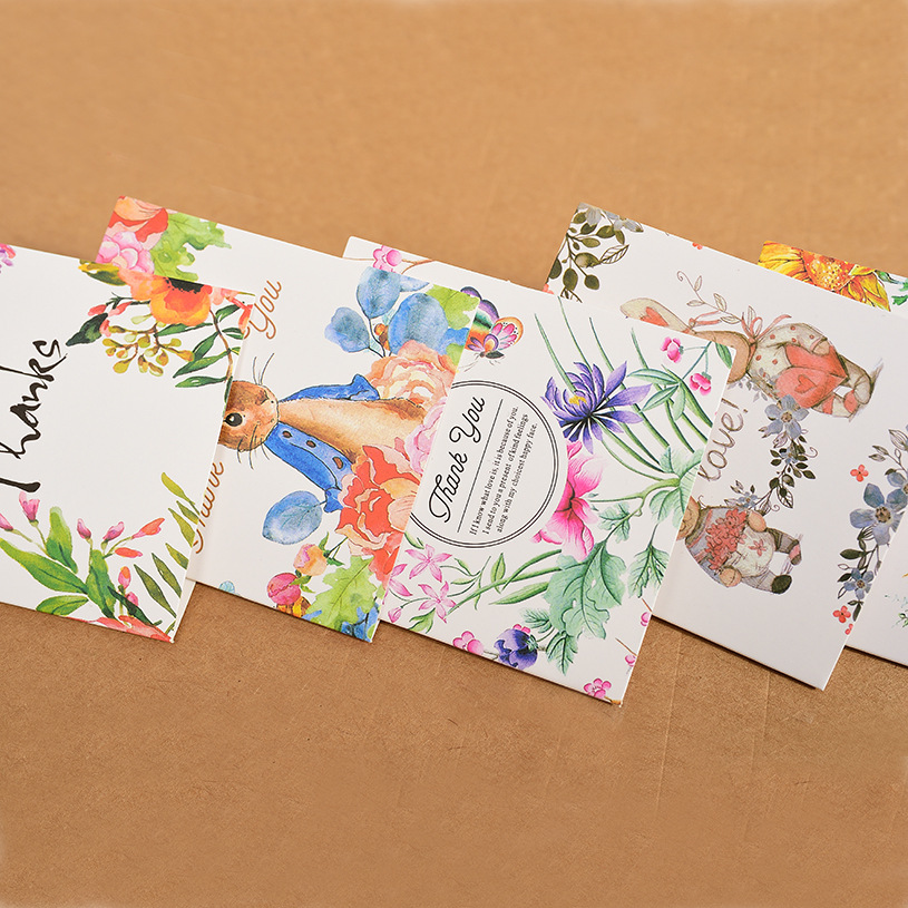 Tarjeta de felicitación de bendición de tarjeta pequeña de dibujos animados creativos de estilo coreano especial transfronterizo gracias Tarjeta de mensaje tarjeta de felicitación sobre