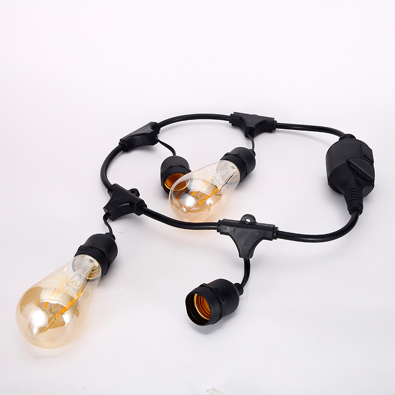 厂家批发 e26/e27户外装饰灯串线圣诞彩灯工程照明灯头延长电源线