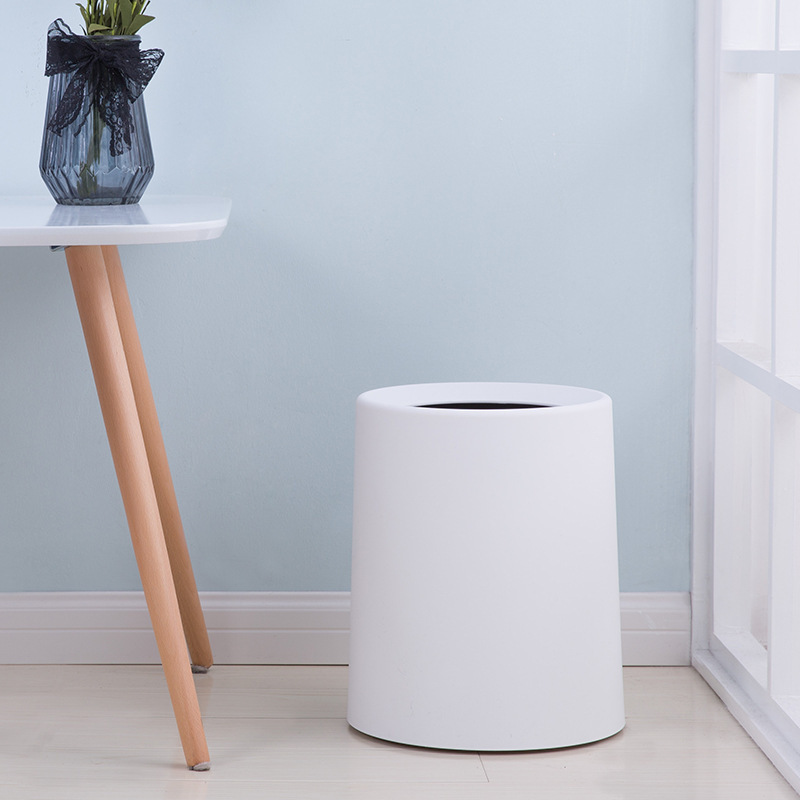 Creative Household Trash Can for Living Room and Bedroom, Simple Frosted Trash Bin for Bathroom and Kitchen, Lidless Trash Can with a High-End Luxury Feel