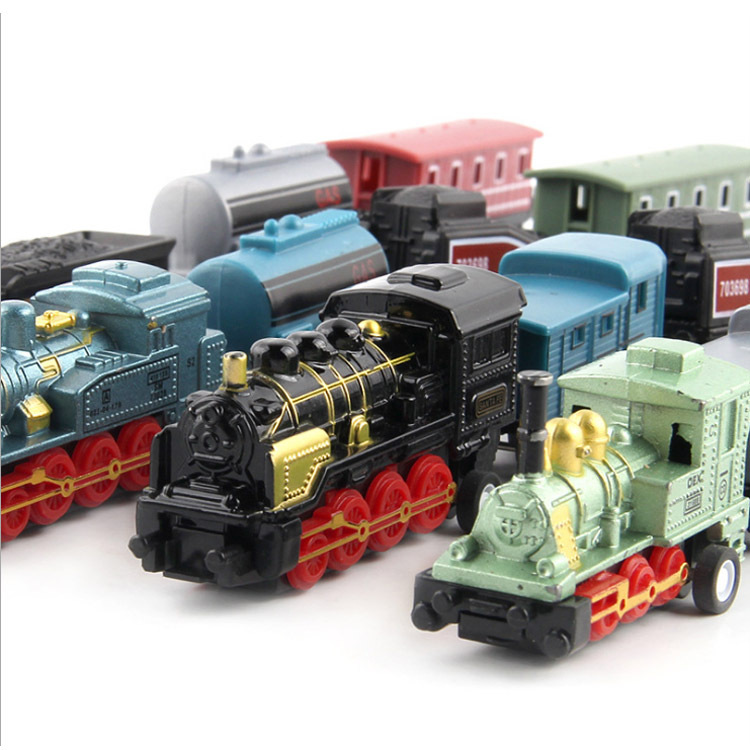 Comercio exterior Venta caliente simulación retro tren de vapor tire del coche de aleación de los niños modelo de tren de coche adornos de juguete