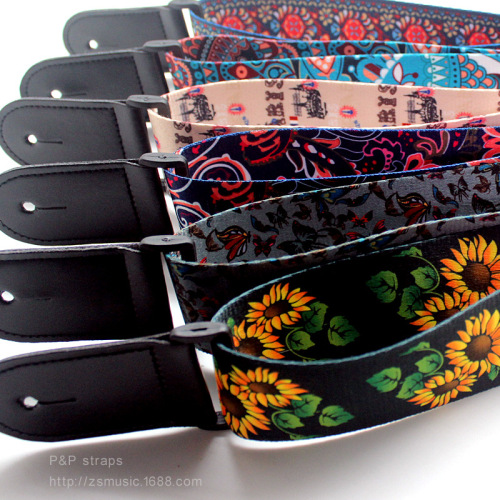 Colorful guitar straps Heat transfer guitar straps Electric guitar universal shoulder straps Ethnic style