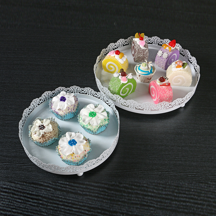 Soporte de la torta de hierro de estilo europeo accesorios de la boda sin cubierta de vidrio placa de la torta pastelería soporte de punto occidental bandeja soporte de exhibición