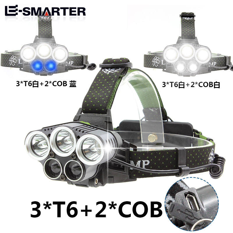 Luz fuerte transfronteriza faro recargable noche pesca luz fuerte faro luz láser lámpara de equipo de ventilador militar faro táctico