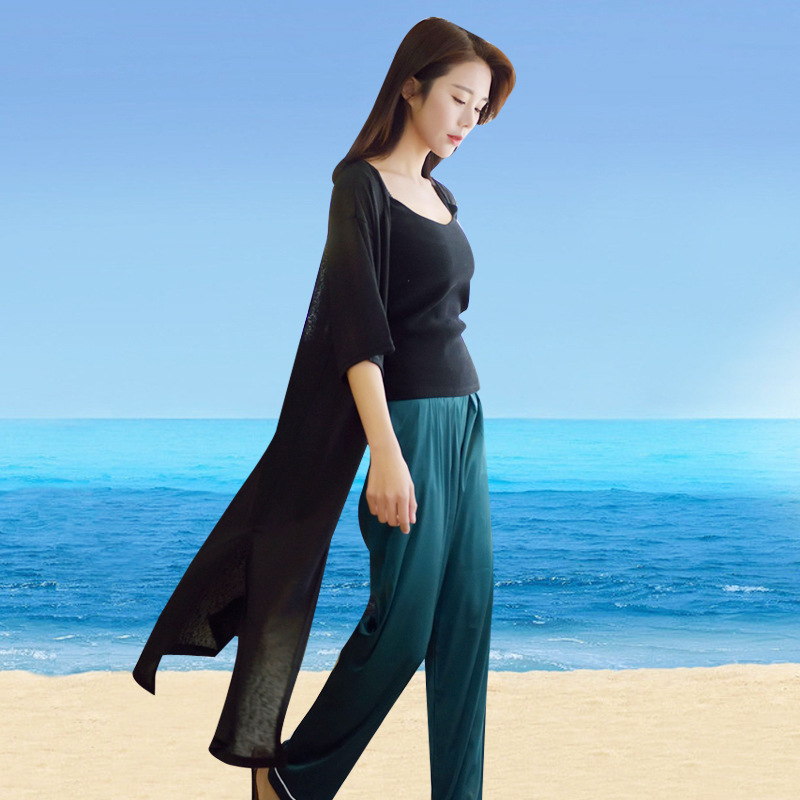 2026 Summer New Product, Extended Length, Loose Fit, Large Size, Five-Quarter Sleeve Beach Knit Cardigan, Beach Vacation Sun Protection Shawl 2026 Summer New Product, Extended Length, Loose Fit, Large Size, Five-Quarter Sleeve Beach Knit Cardigan, Beach Vacation Sun Protection Shawl