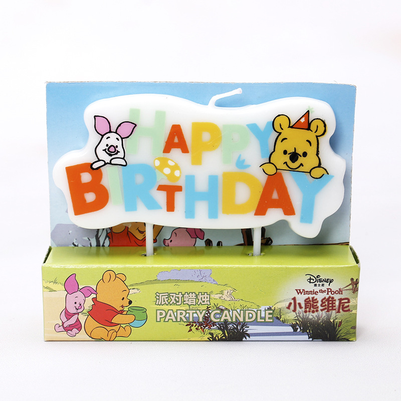 Genuino al por mayor fiesta de cumpleaños de los niños vela Pooh carta ratón colorido lentejuelas pastel de cumpleaños vela