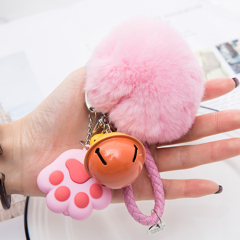 Pink+pink rope+pink hair ball+yellow orange bell