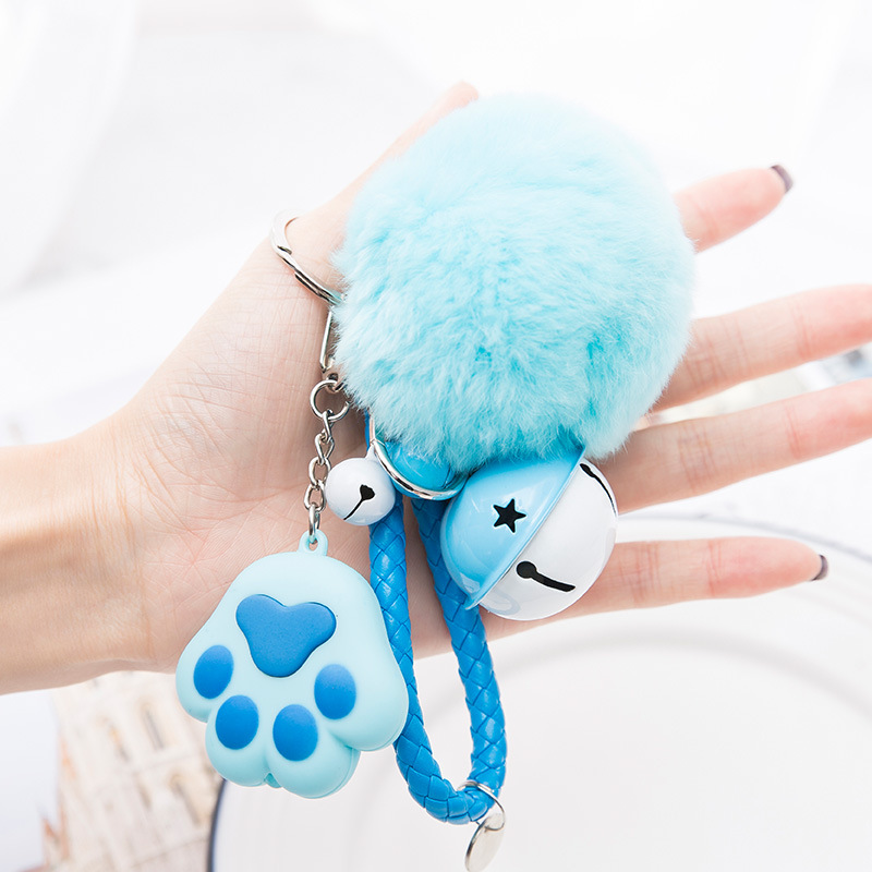 Blue+blue rope+blue hair ball+blue and white bell