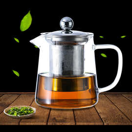 800ml加厚高硼玻璃花茶壶 茶水分离泡茶壶 咖啡壶 不锈钢过滤茶壶