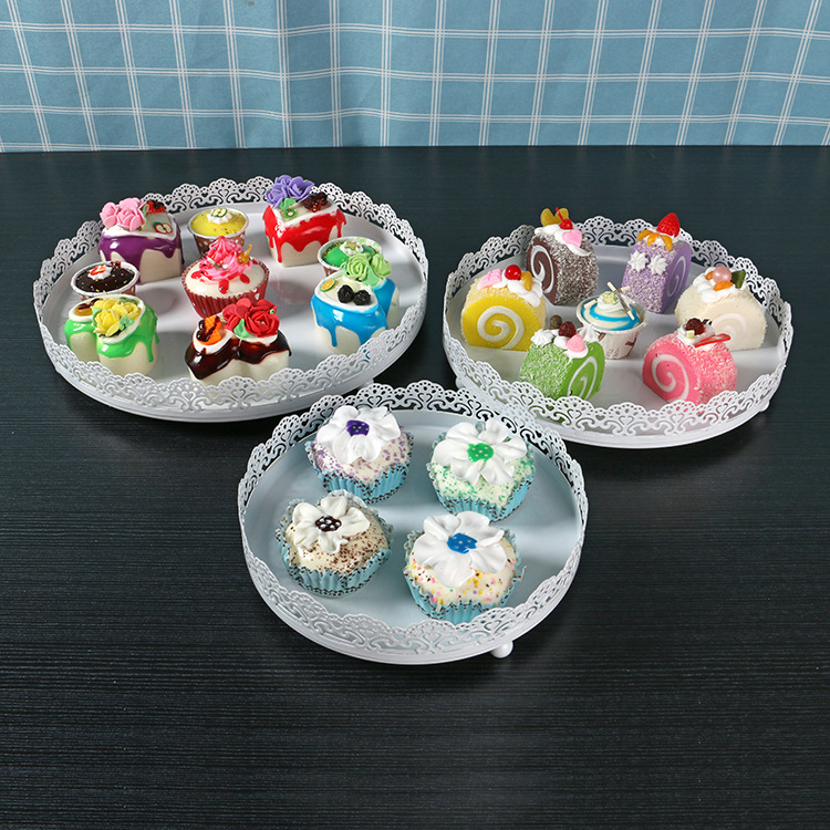 Soporte de la torta de hierro de estilo europeo accesorios de la boda sin cubierta de vidrio placa de la torta pastelería soporte de punto occidental bandeja soporte de exhibición