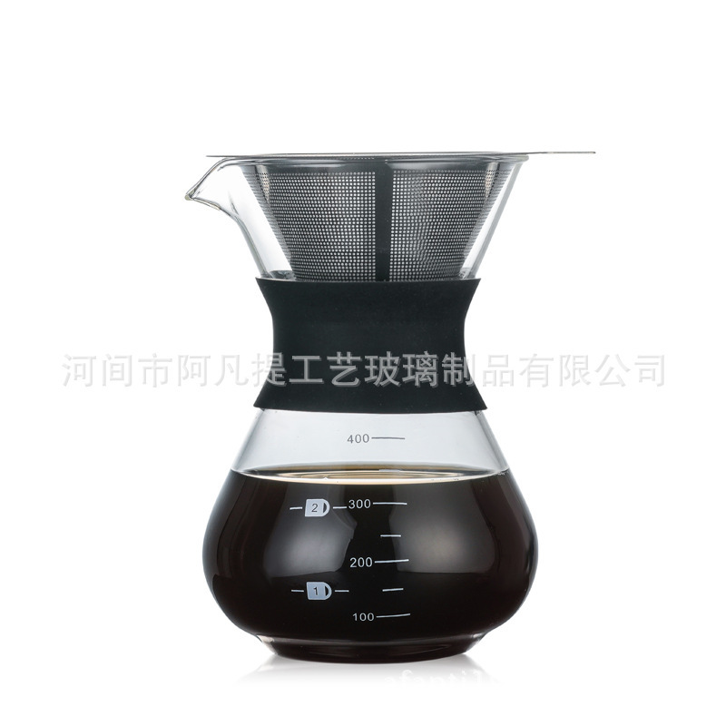 European High Borosilicate Glass coffee pot silicone coffee cup sharing pot household coffee set manufacturers can add logo