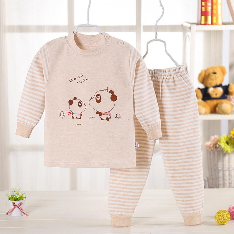 2023 Children's Underwear Set Warm Children's Wear Pajamas Boys and Girls Autumn Clothes Autumn Trousers Colored Cotton Baby Home Clothes