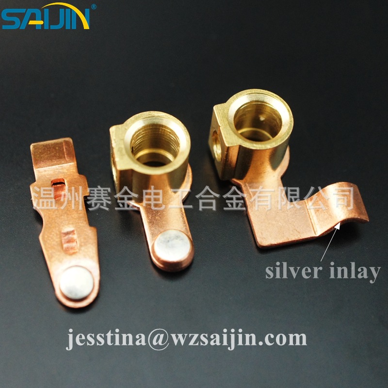 厂家45A跳板复银贵金属复合板材铜柱铜块铜粒开关元件五金配件