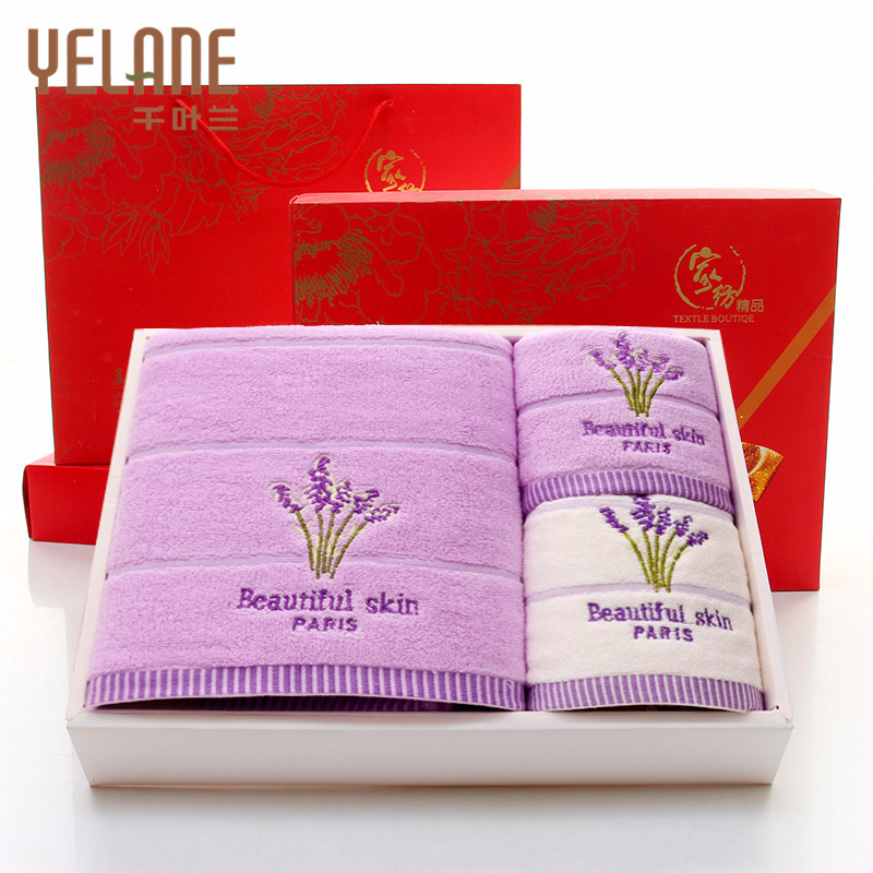 32 strands of cotton scented lavender towel bath towel three-piece gift box set hand gift advertising printed embroidery logo