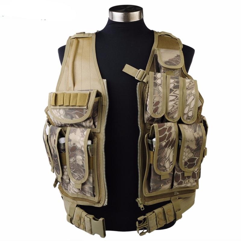 Chaleco táctico multifuncional y duradero, ventilado, malla camuflada, chaleco táctico anfibio, chaleco táctico de exploración de campo, chaleco táctico CS