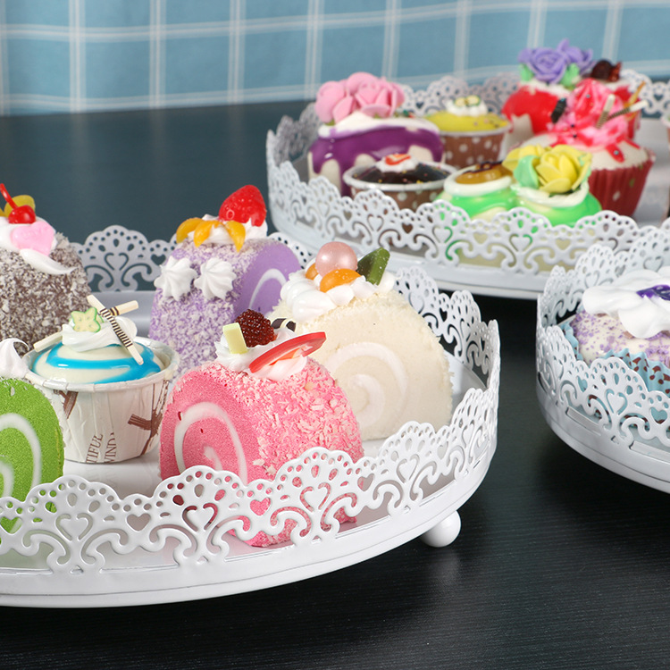 Soporte de la torta de hierro de estilo europeo accesorios de la boda sin cubierta de vidrio placa de la torta pastelería soporte de punto occidental bandeja soporte de exhibición