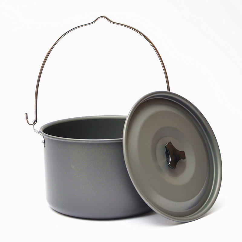 Outdoor Picnic Single Pot Aluminum Alloy Camping Hanging Pot Sitting Pot for 5-8 People Camp Pot Set Pot for Picnic