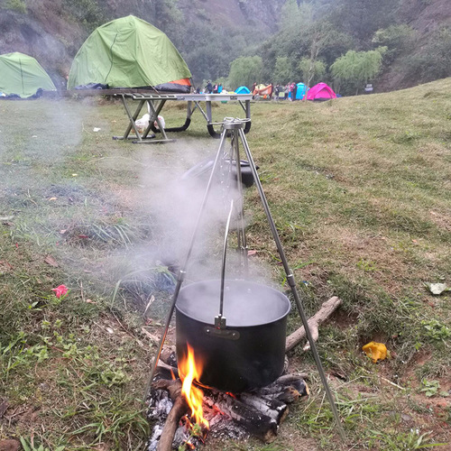 Outdoor picnic single pot aluminum alloy camping hanging pot sitting pot 5-8 people marching pot picnic pot camp pot set pot