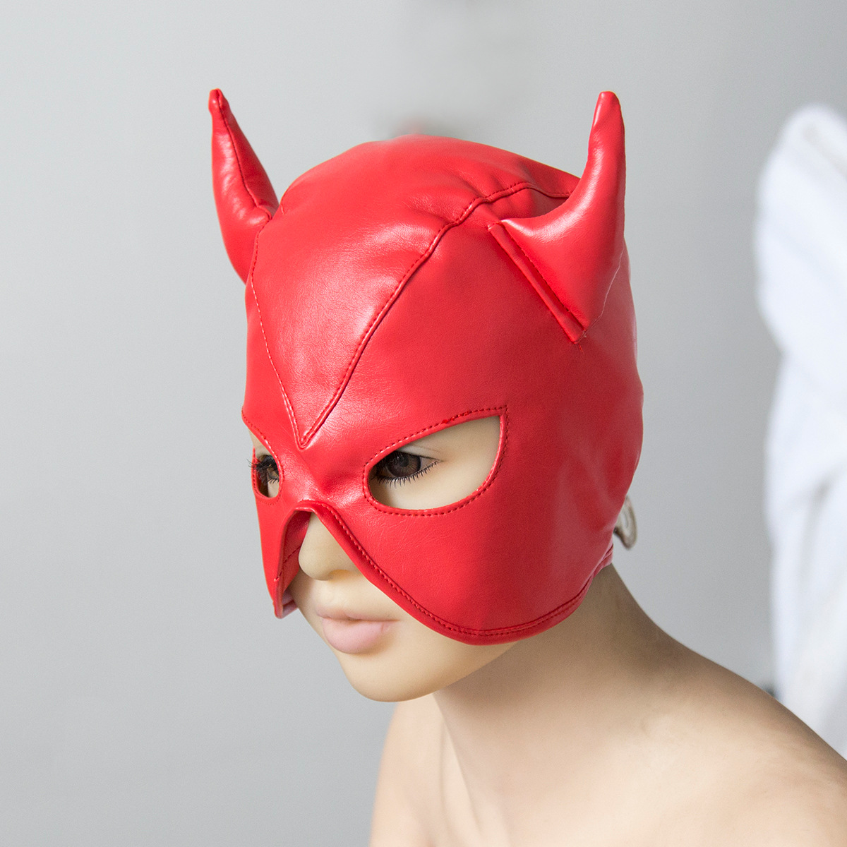 Juguetes sexuales con forma de cuerno y cabeza con ojos y boca expuestos, juguetes para coquetear en pareja, disfraces para espectáculos de SM, accesorios masculinos image 4