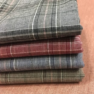 Spot yarn-dyed linen cotton fabric British Plaid DIY coat shirt skirt shoes and hats packaging crafts fabric