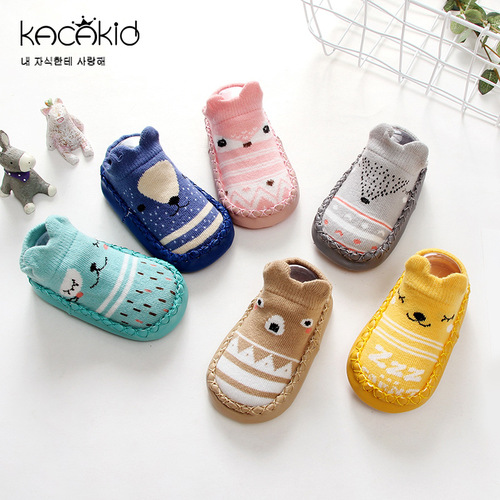 Autumn floor socks baby children's socks cartoon children's non-slip soft bottom leather bottom baby socks class a combed cotton shoes and socks