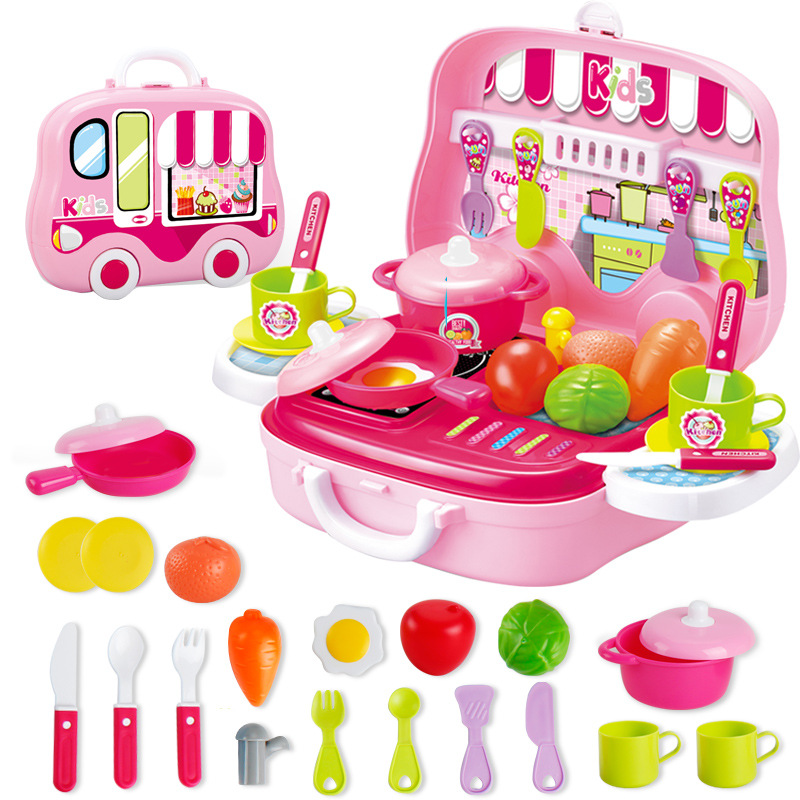 Children's Playhouse Toy Series Simulation Kitchen Tableware Dresser Suitcase Role Play New Year Gift