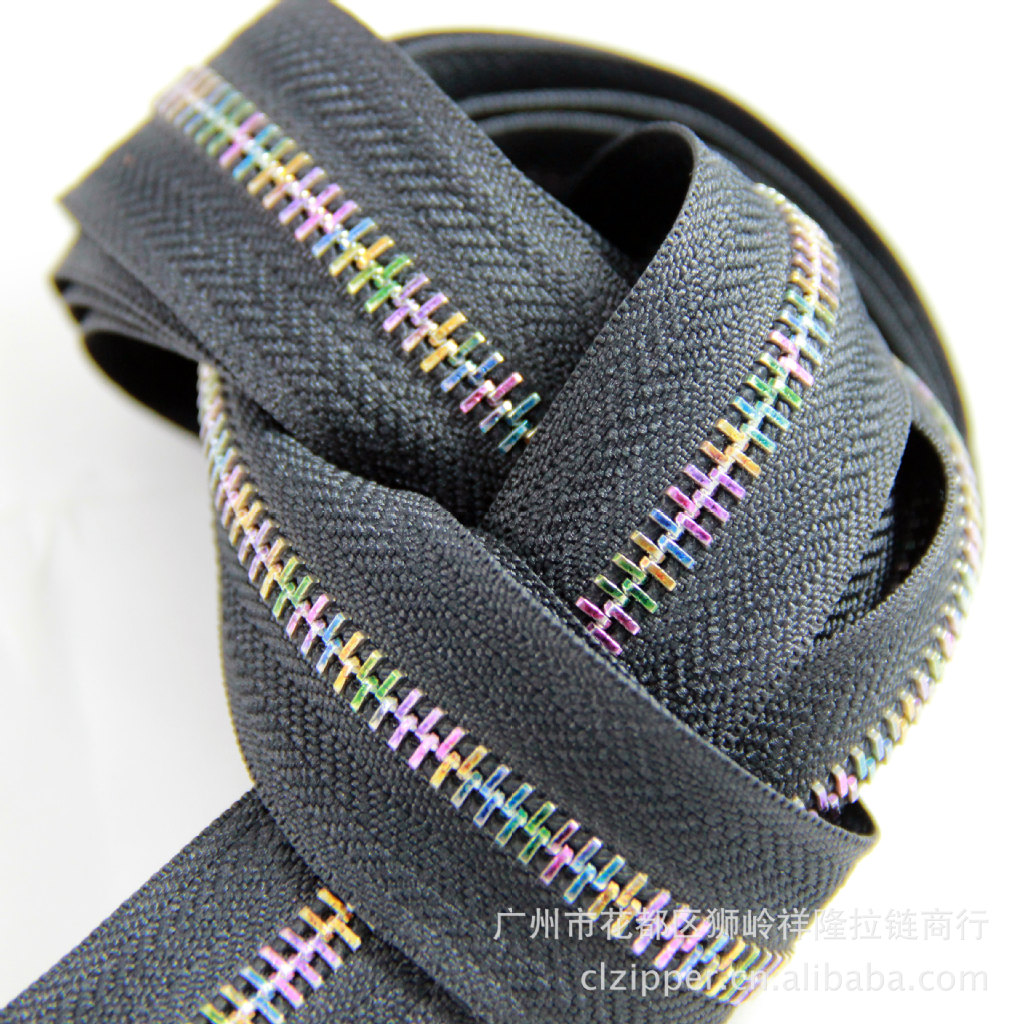 5#七彩铜牙单拉金属码装拉链 5号服饰箱包金属铜拉链批发