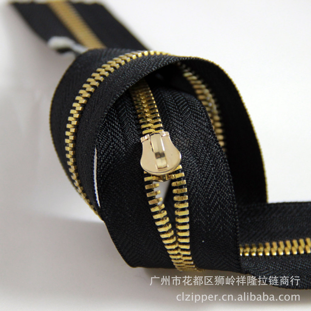 5#黄铝双点双拉金属码装拉链 箱包拉链 铝牙拉链