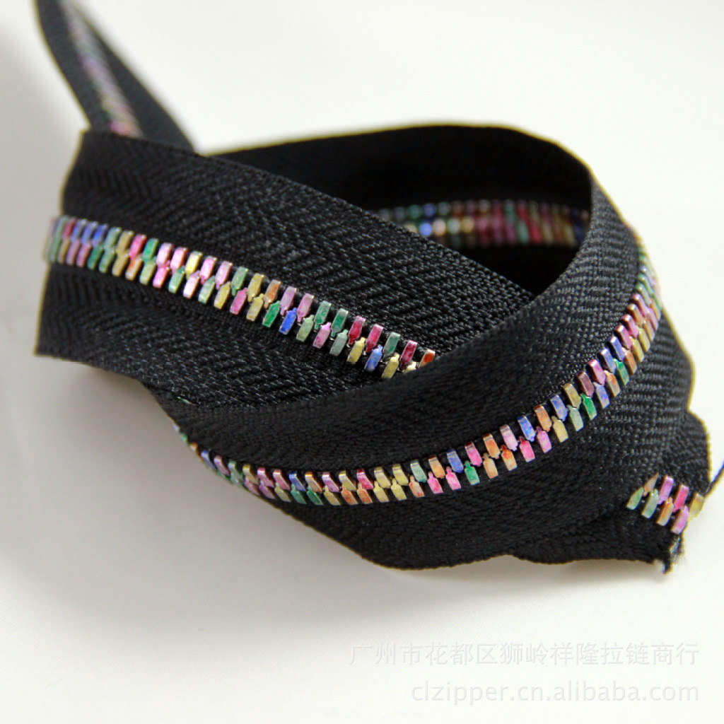 5#七彩玉米牙双拉金属码装拉链