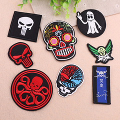 Embroidered skull punk series fabric patches for bags, hats, home decoration, European and American style