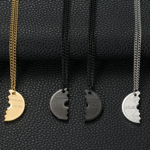European and American Fitness Barbell Pendant Sportswear Couple Necklace Titanium Steel Jewelry Factory Direct Sale