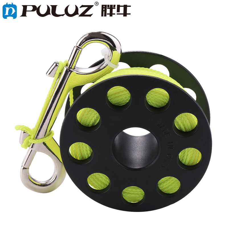 PULUZ Fat Cow 30 m línea de color brillante bobina de la rueda carrete de buceo elefante tirando de boya cuerda de liberación de la bobina de bloqueo
