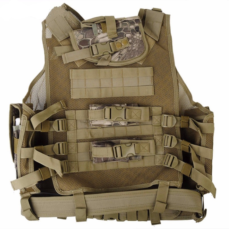 Chaleco táctico multifuncional y duradero, ventilado, malla camuflada, chaleco táctico anfibio, chaleco táctico de exploración de campo, chaleco táctico CS
