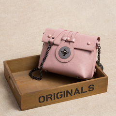 2024 New Genuine Leather Women's Single Strap Chain Bag Korean Style Versatile Crossbody Women's Bag Fashion Small Square Bag Small Bag Trendy