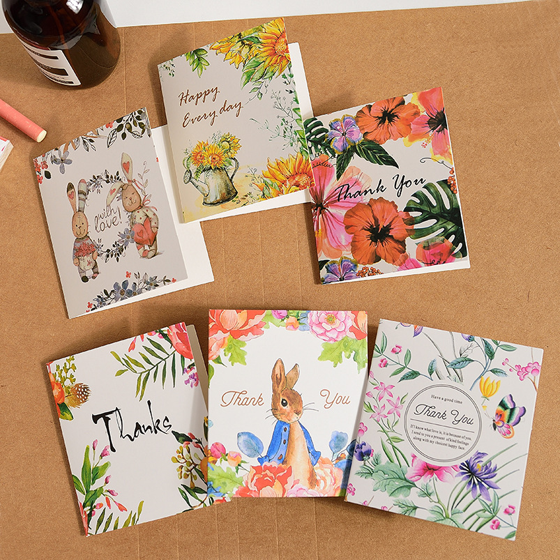 Tarjeta de felicitación de bendición de tarjeta pequeña de dibujos animados creativos de estilo coreano especial transfronterizo gracias Tarjeta de mensaje tarjeta de felicitación sobre