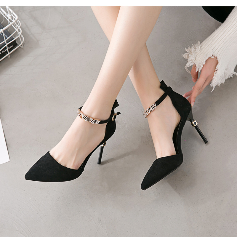 demi-season suede sexy shoes pointed-toe stiletto heels