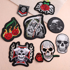 Embroidered patch with dragon, knife, and skeleton series, for American and European popular fashion clothing decoration and patch